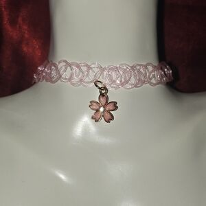 Charm choker, Flower charm choker necklace